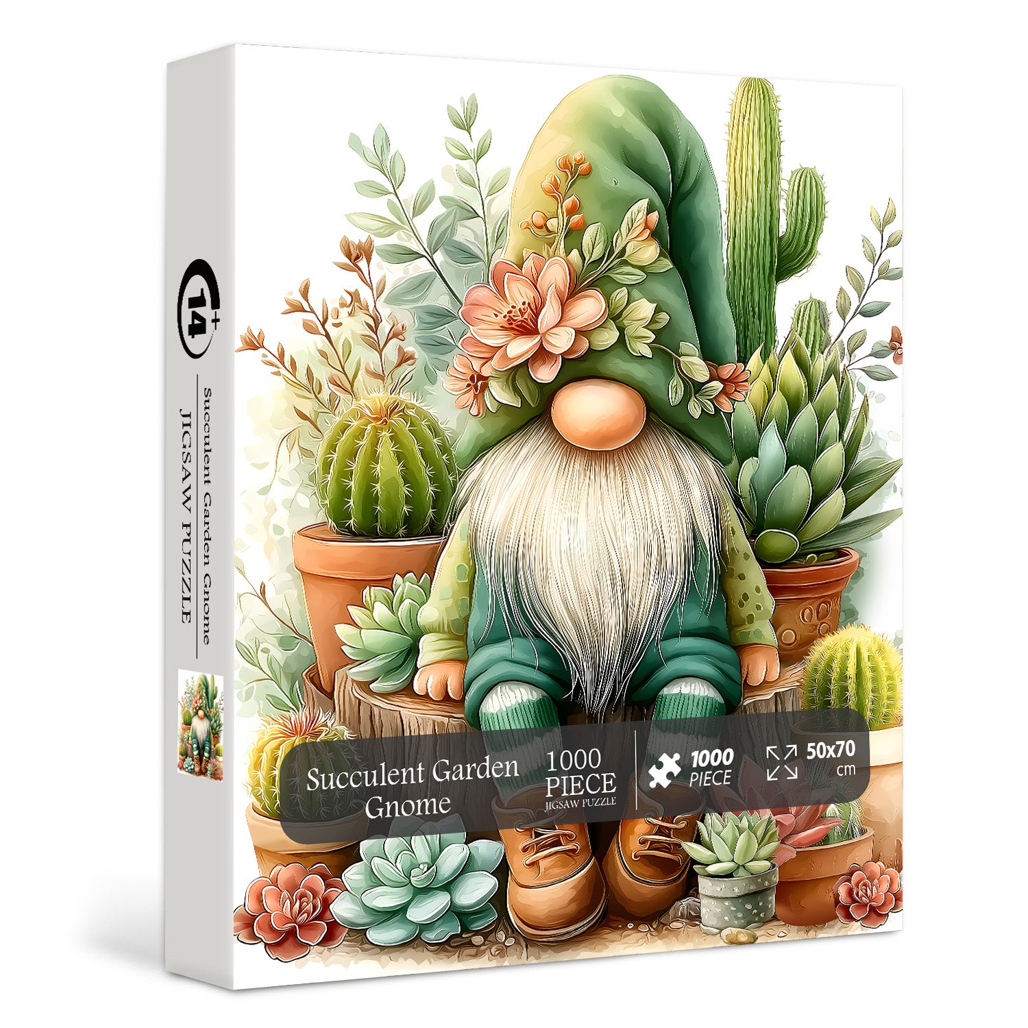 Succulent Garden Gnome Jigsaw Puzzle 1000 Pieces