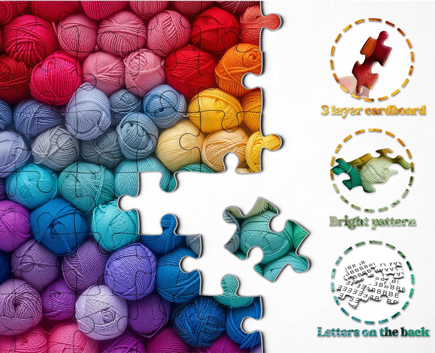 Rainbow Yarn Jigsaw Puzzle 1000 Pieces