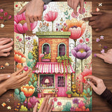 Elegante puzzle con cani con fiori, 1000 pezzi