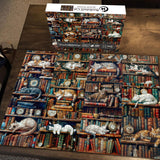 Bookshelf Cat Jigsaw Puzzle 1000 Pieces