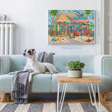 Elegante puzzle con cani con fiori, 1000 pezzi