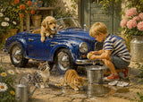 Puzzle élégant de chiens de fleurs 1000 pièces