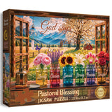 Elegante puzzle con cani con fiori, 1000 pezzi