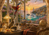 Elegante puzzle con cani con fiori, 1000 pezzi