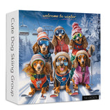 Cute Dog Skiing Group Jigsaw Puzzle 1000 Pieces