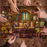Elegante puzzle con cani con fiori, 1000 pezzi