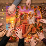 Elegante puzzle con cani con fiori, 1000 pezzi