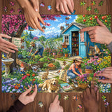 Elegante puzzle con cani con fiori, 1000 pezzi