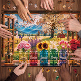 Elegante puzzle con cani con fiori, 1000 pezzi