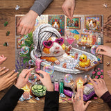 Elegante puzzle con cani con fiori, 1000 pezzi