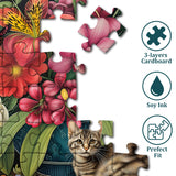 Flowers & Cat Jigsaw Puzzles 1000 Pieces