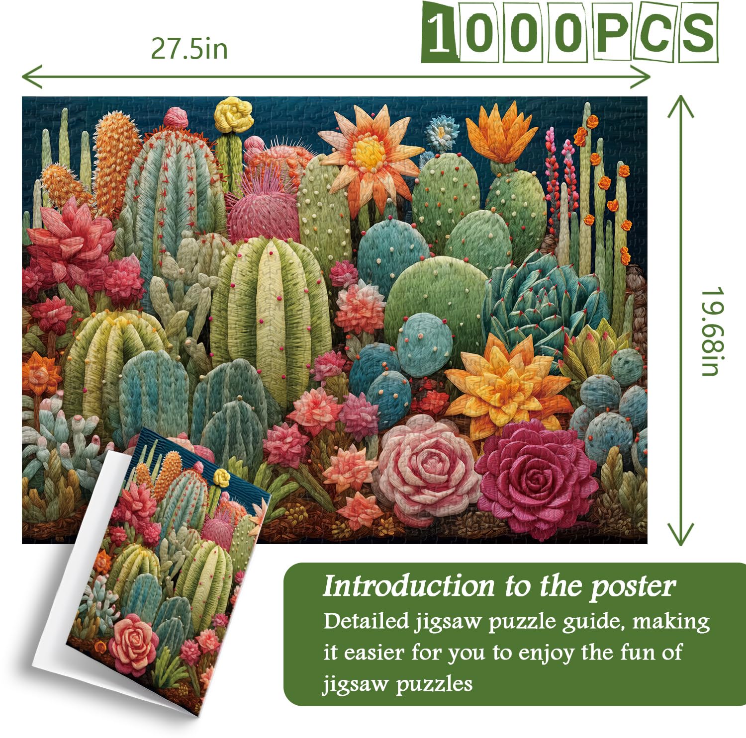 succulents jigsaw Succulents Embroidery Jigsaw Puzzle 1000 Pieces