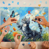 Cat Chasing Butterfly Jigsaw Puzzle 1000 Pieces