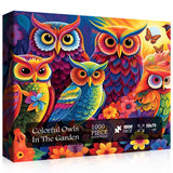 Colorful Owls In The Garden Jigsaw Puzzle 1000 Pieces