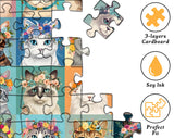 Colorful Cat Flower Crowns Jigsaw Puzzle 1000 Pieces