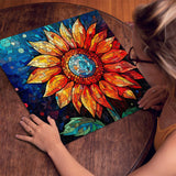 Stained Glass Sunflower Art Jigsaw Puzzle 1000 Pieces