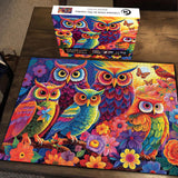 Colorful Owls In The Garden Jigsaw Puzzle 1000 Pieces